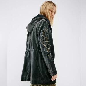 Free People Studded Velour Velvet Stud Anorak Parka Coat